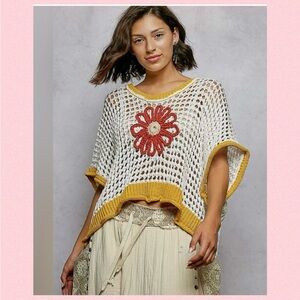 🌼POL Daisy Flower Open Knit Crocheted 
Sweater🌼